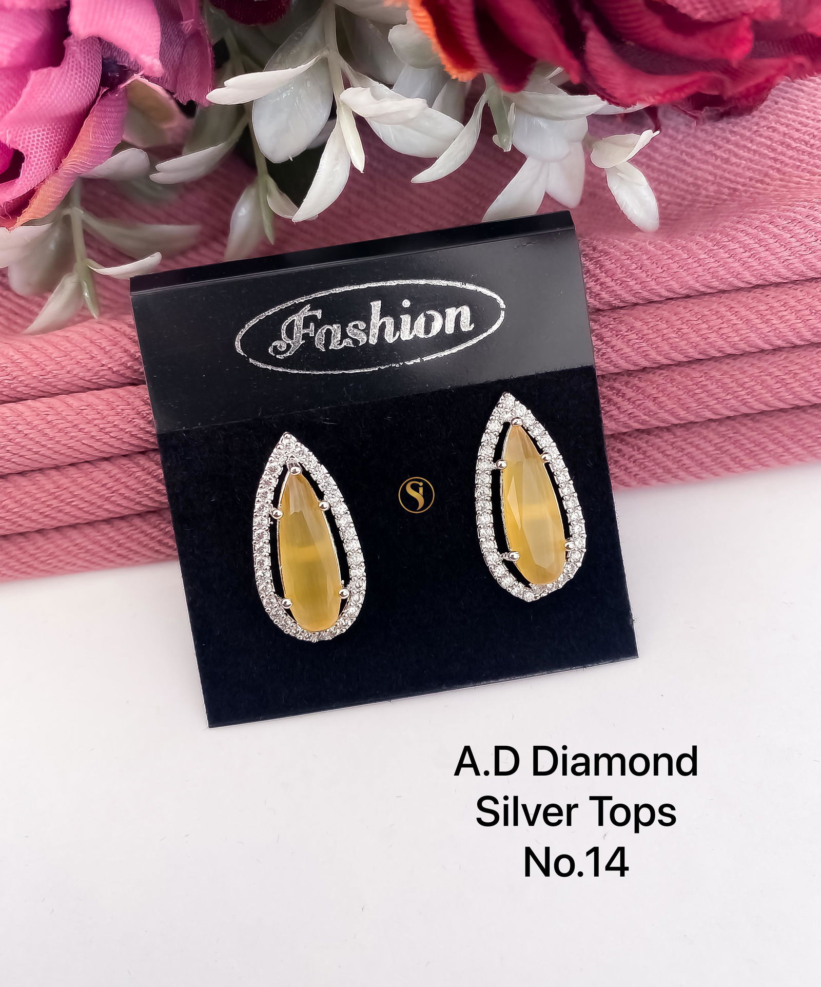 Designer Single AD Diamond Silver Tops 2 Wholesale Shop In Surat
